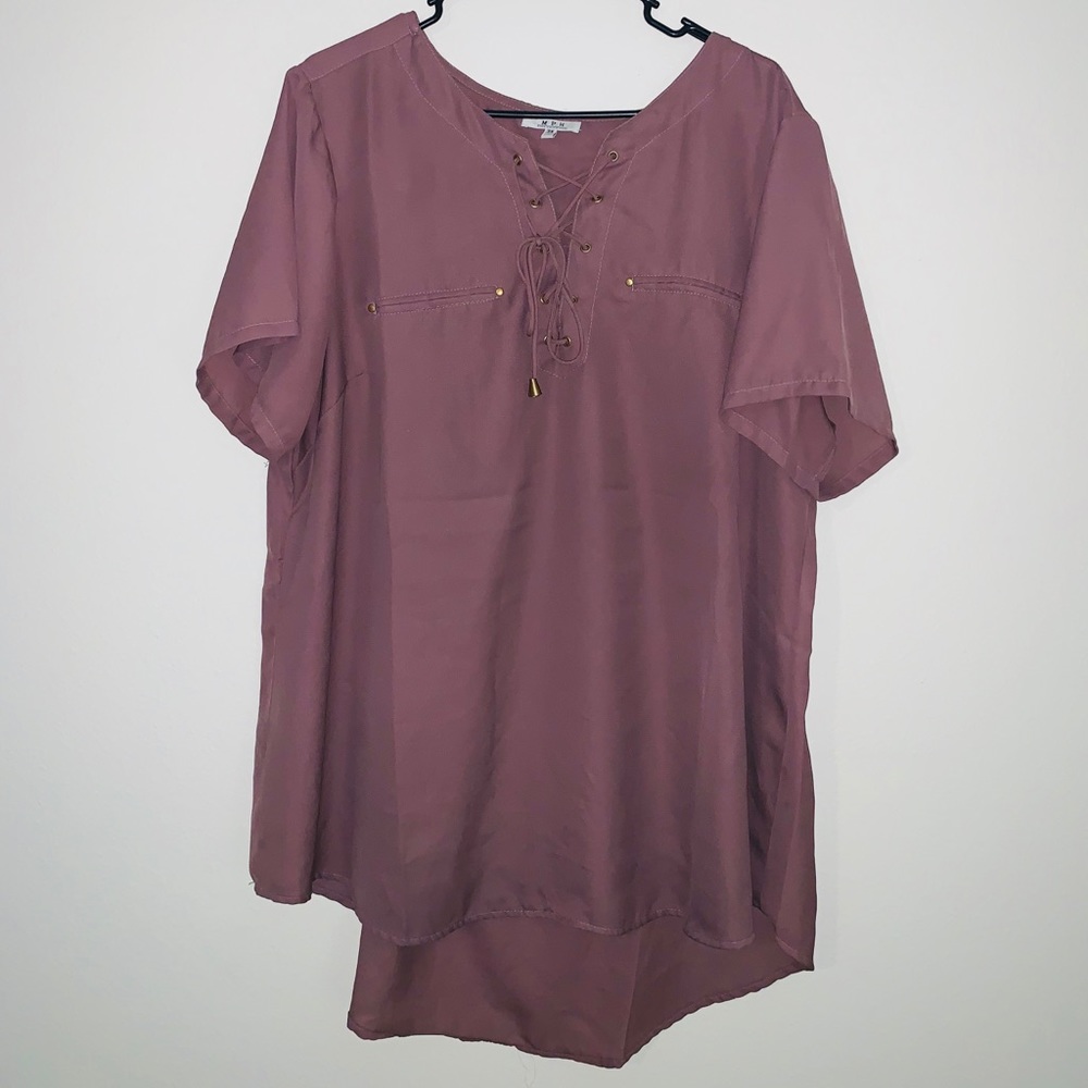 Mauve Blouse w/ gold ties